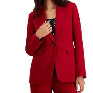 Bar III NWT Holiday Pomegranate Red Notched Collar One-Button Lined Blazer